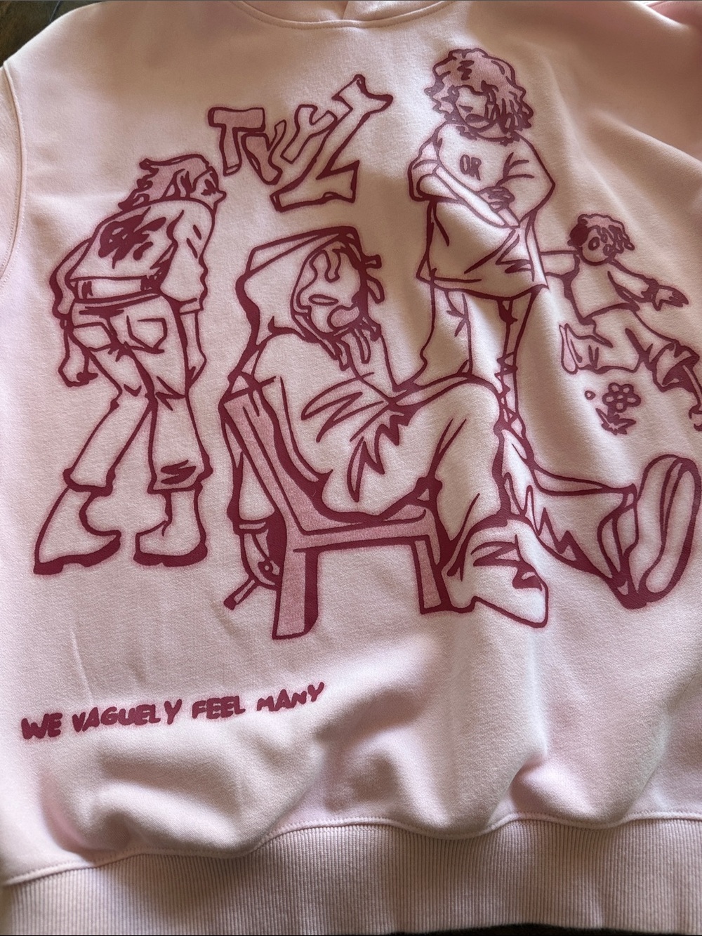 Aelfric Eden Cartoon Line Character Print Oversized Hoodie~ Large - Picture 2 of 11